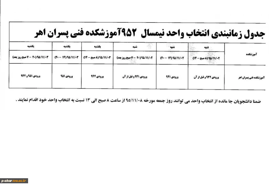 زمانبندی انتخاب واحد