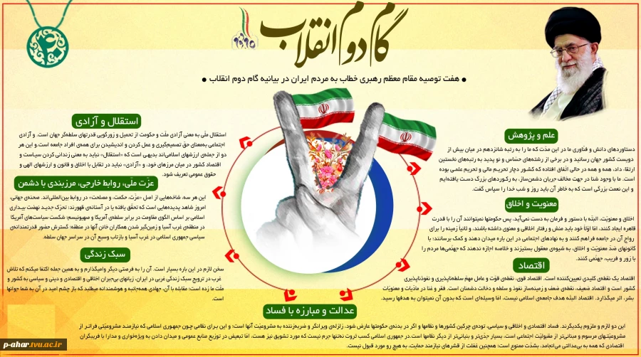 اینفوگرافی با عنوان «هفت توصیه مقام معظم رهبری خطاب به مردم ایران در بیانیه گام دوم انقلاب»  2